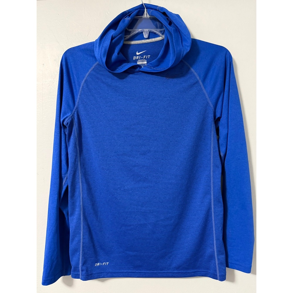 Nike Mens Dri-FIT Touch Royal Blue Long Sleeve Hoodie Lightweight Performance S
